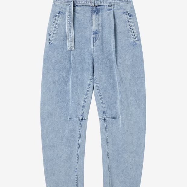 인사일런스 커브드 플리츠 데님 팬츠(벨트x)