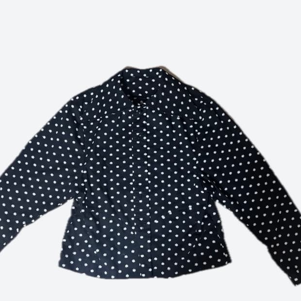 일제) 블랙화이트 플라워 자수셔츠