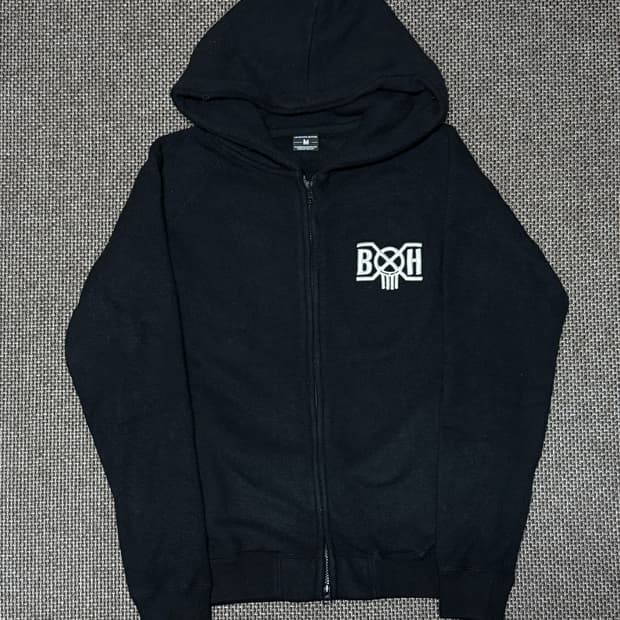 바운티헌터 japan made 자수 로고 니트 후드집업