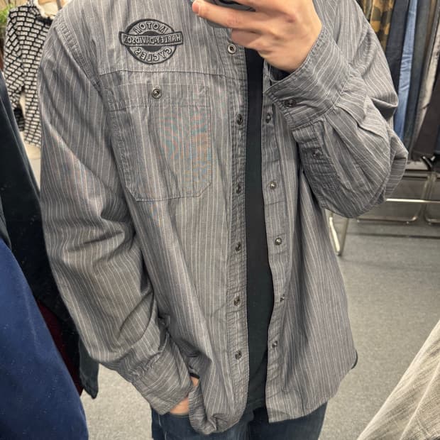 L)할리데이비슨 vintage 레일로드 스트라이프 긴팔셔츠