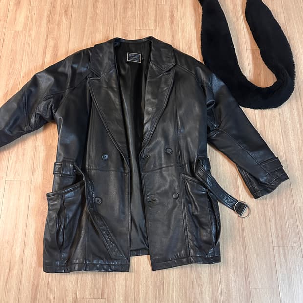 레더 롱코트(양가죽) / 44사이즈