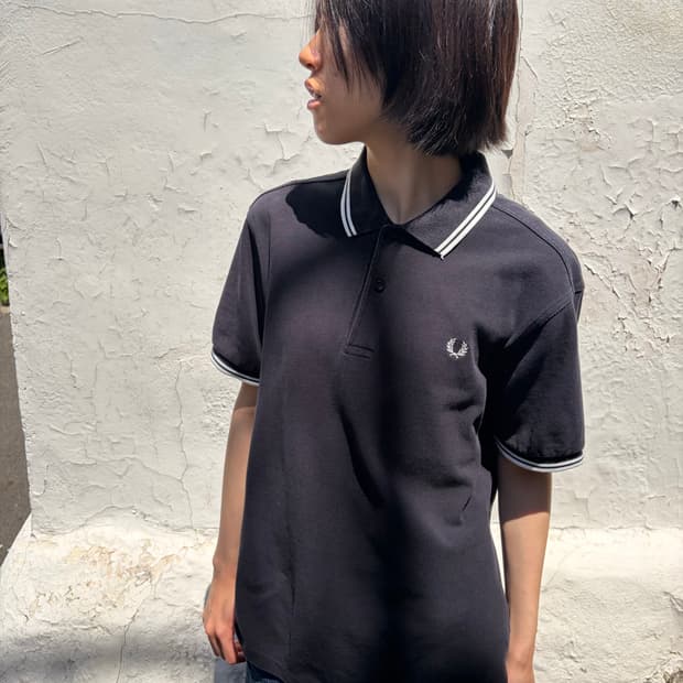 Fred Perry 라인 디테일 카라 반팔 티셔츠 M