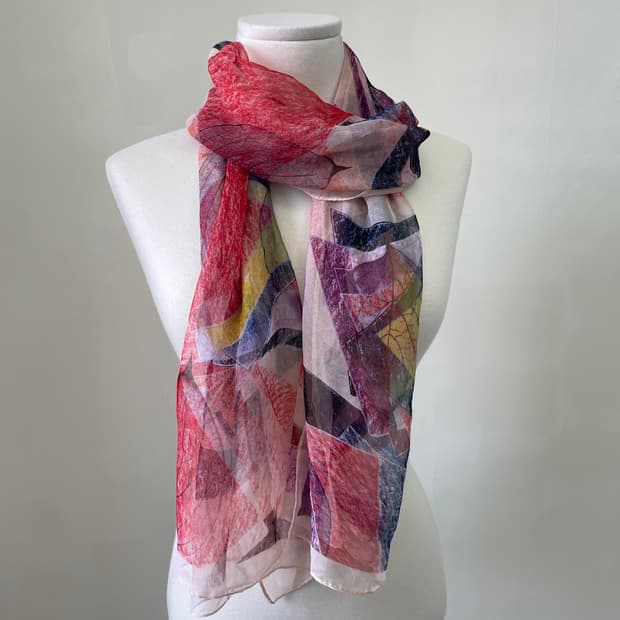 빈티지 실크 플로럴 스카프 