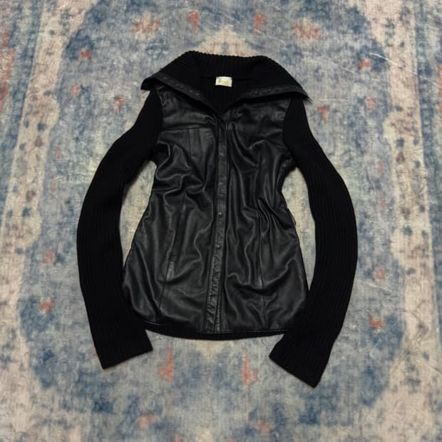 Unknown high neck lamb skin knit jacket
