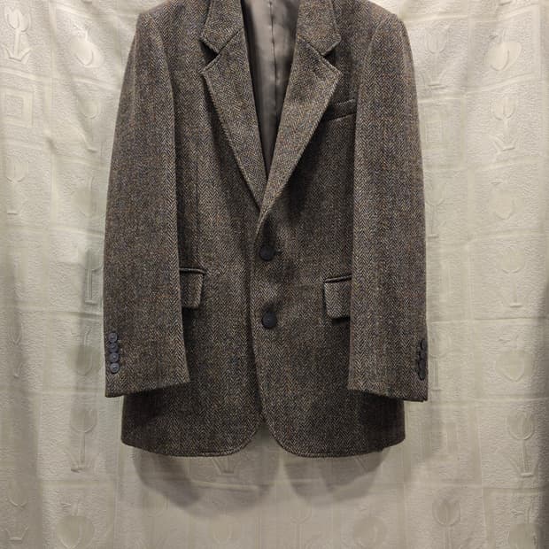 해리스 트위드 헤링본 울 블레이저 자켓 95정도