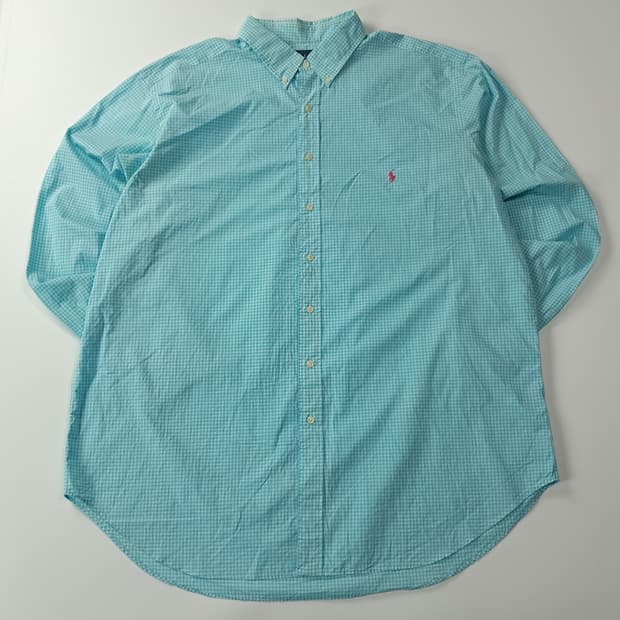 CA490 2XLT 폴로 빅사이즈 00s 아이스블루 마이크로체크 셔츠