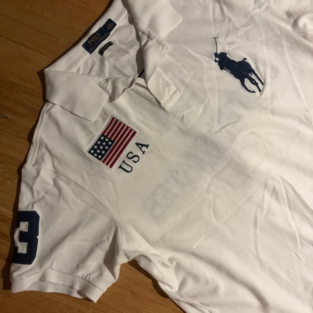 폴로 빅포니 치프키프 usa 미국 성조기 카라티 반팔  화이트