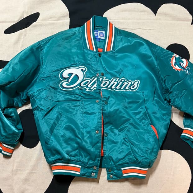 🔥 스타터(Starter) NFL 마이애미 돌핀스 사틴 자켓 