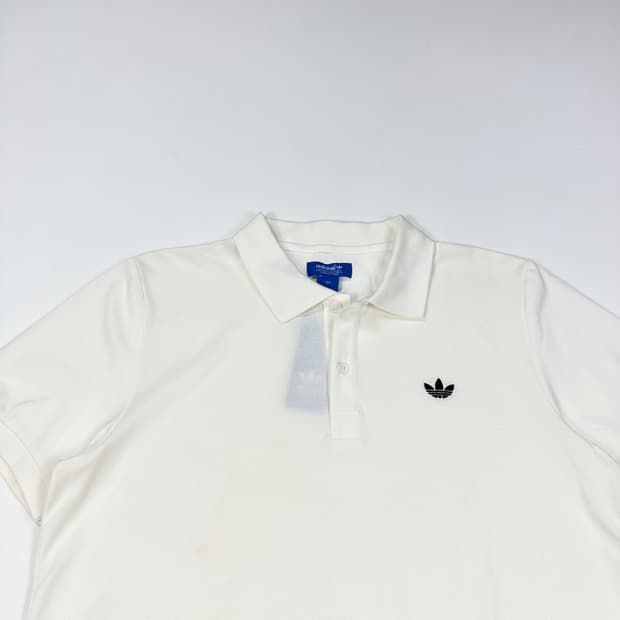 아디다스 트레포일 화이트 반팔 카라티 (XL)