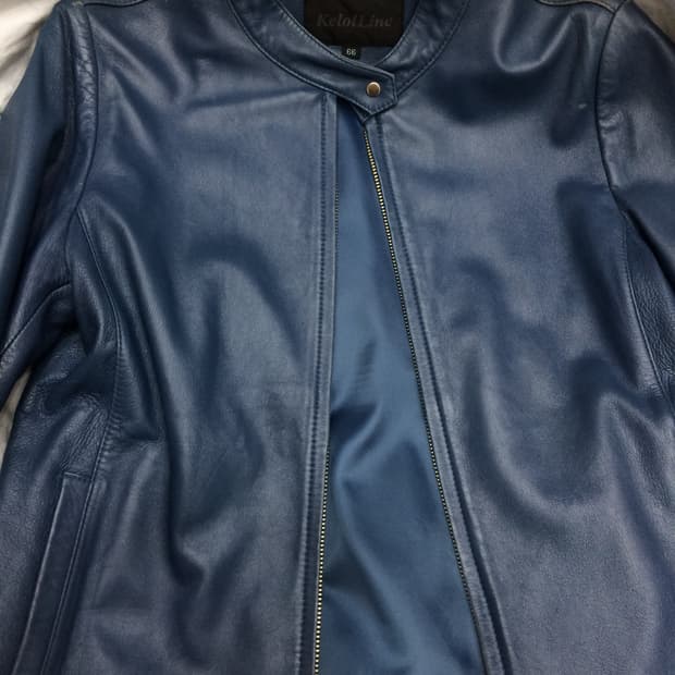 vintage 양가죽 블루 레더자켓
