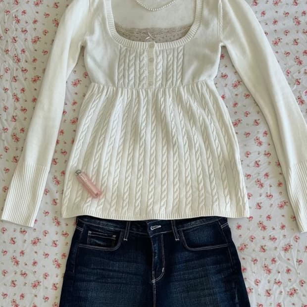 새상품) 홀리스터 베이비돌 니트 탑 화이트