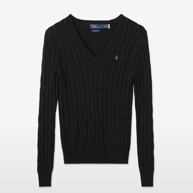 폴로 랄프로렌 케이블 니트 코튼 V넥 스웨터 브이넥 꽈배기 브이넥 판매