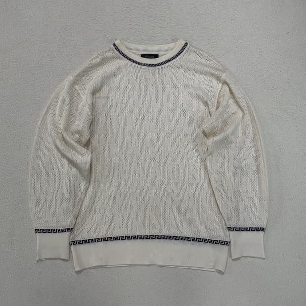 베르사체 메쉬 레터링 니트 화이트 L