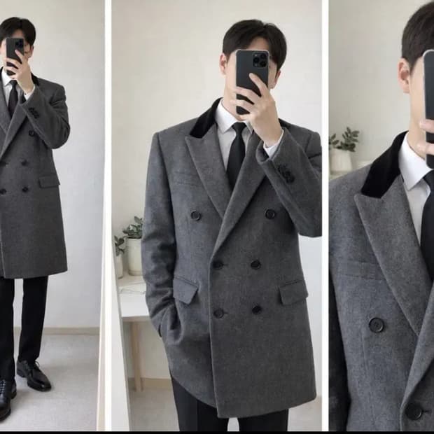 SYSTEM 시스템 이탈리안 캐시미어 더블 코트 – 클래식 차콜