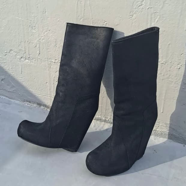 릭오웬스 스웨이드 웨지 부츠