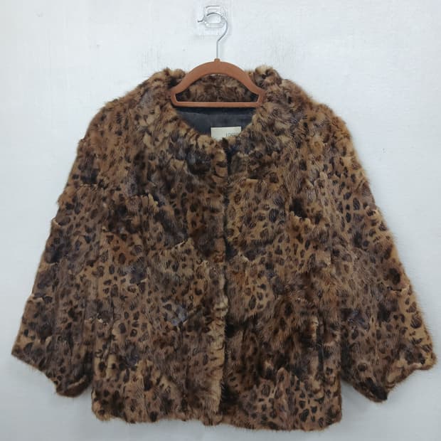 DECO 레오파드 천연밍크 숏코트 자켓 85-90 S