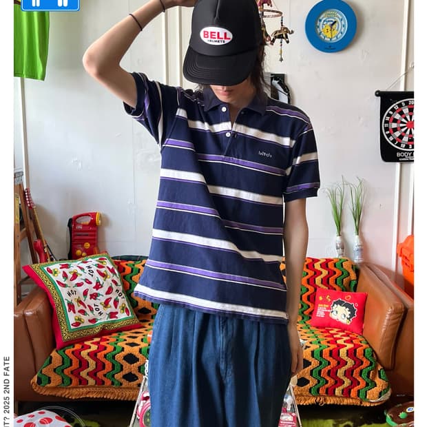 1990s Bitch Skateboards Stripe PK-Shirt