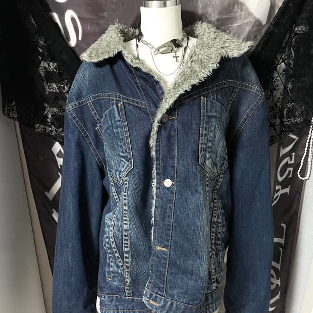 00s 2010 빈티지 워싱데님 쉐르파 청자켓 유니섹스코르티스트루릴리젼