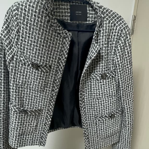 렌느 체크 트위드 자켓