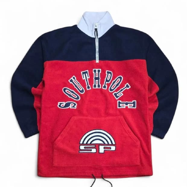 사우스폴 올드스쿨 빅로고 플리스 아노락 (실측 2XL)