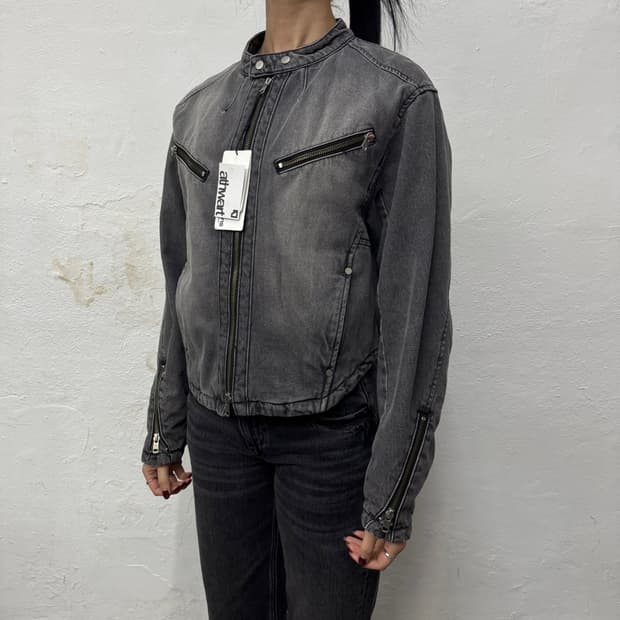 Oriens by 저널스탠다드 차콜컬러 워시드 데님 라이더스 자켓