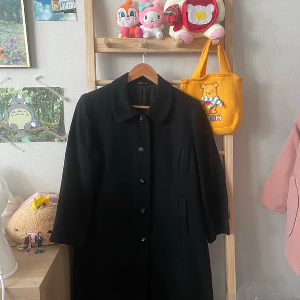 모리걸 빈티지 둥근카라 블랙 롱코트 🖤