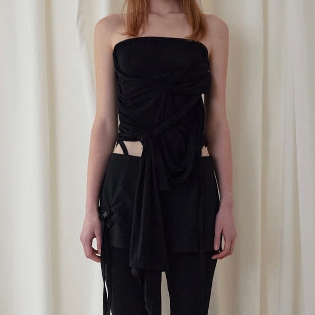 보엠서 드레이프 튜브탑 