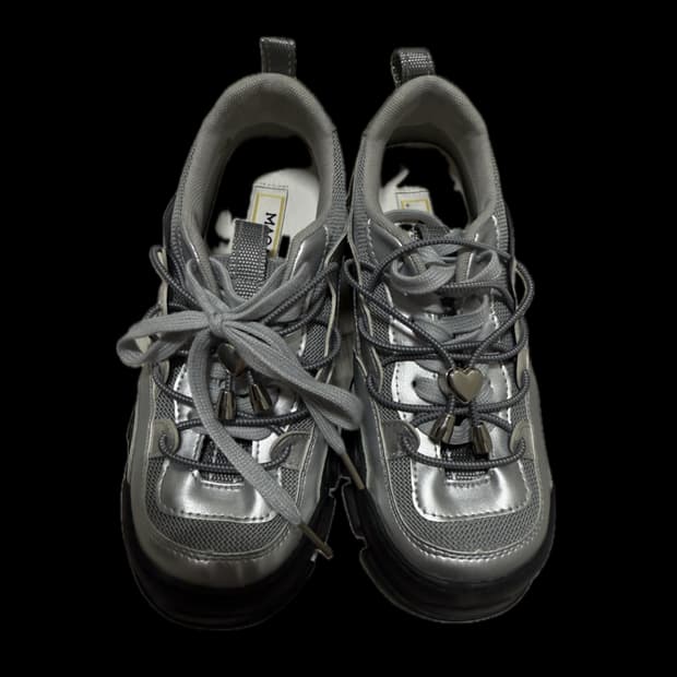 마크모크 Bebe 3Color 캐주얼 하트 스니커즈 4cm (실버)