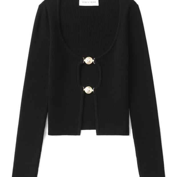 새상품 마린세르 주얼리 버튼 니트 오픈가디건 S