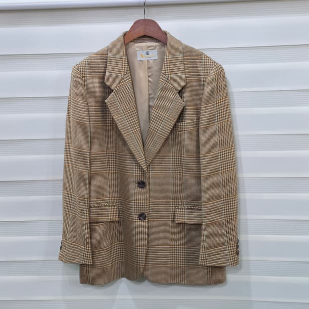 90s 아쿠아큐스텀 하운드투스 체크 패턴 블레이저- 우먼프리