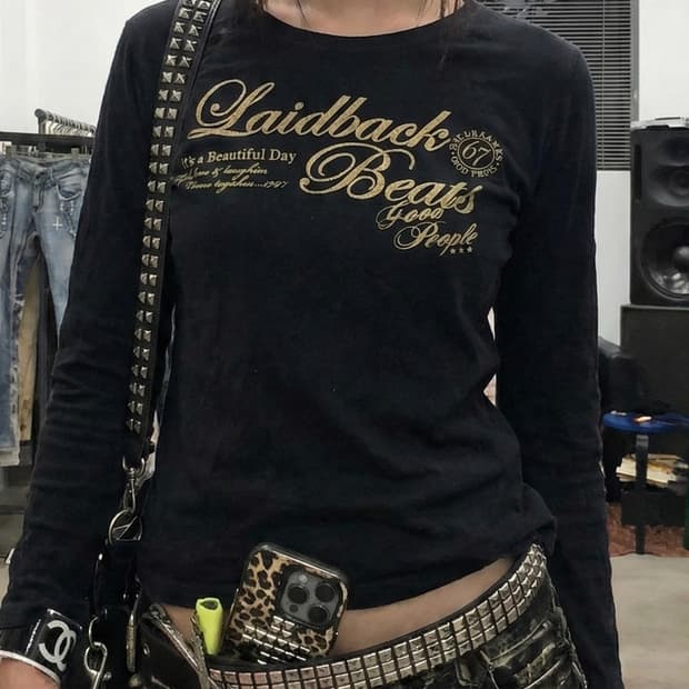 갸루 펑크 y2k 빈티지 레터링 티셔츠