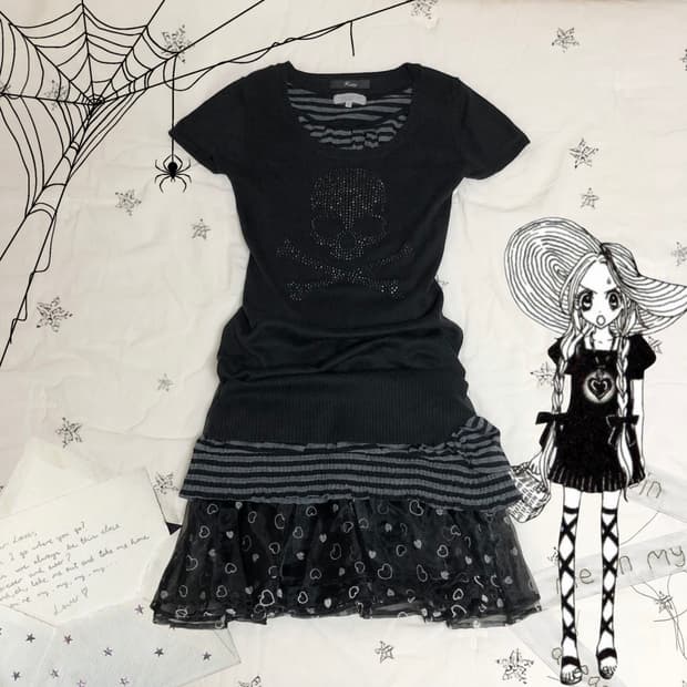 Sugar Sugar Rune ꗯ ⋆˳ 쇼콜라 무채색 해골 코디 세트 3