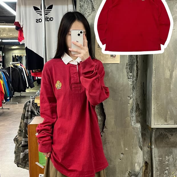 폴로 랄프로렌 럭비 카라티 레드 L #csz1053