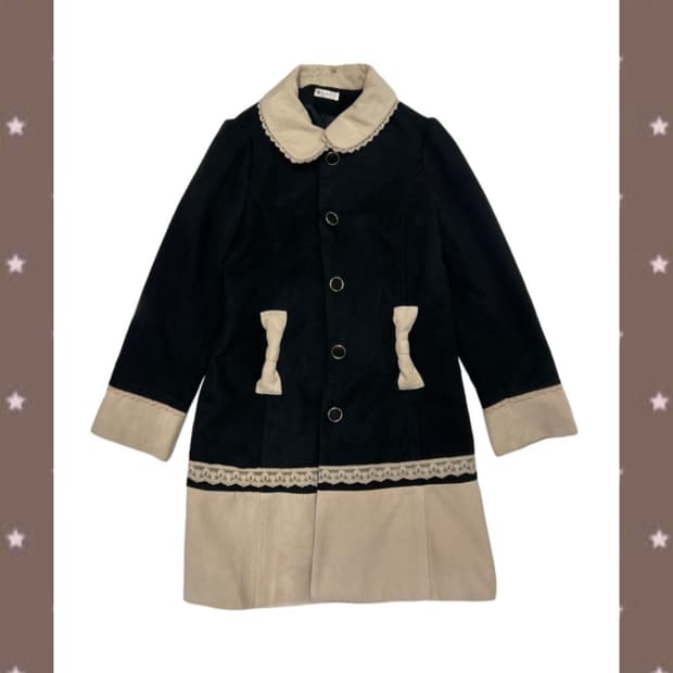 엑시즈팜 리본 블랙 겨울 코트 히메갸루