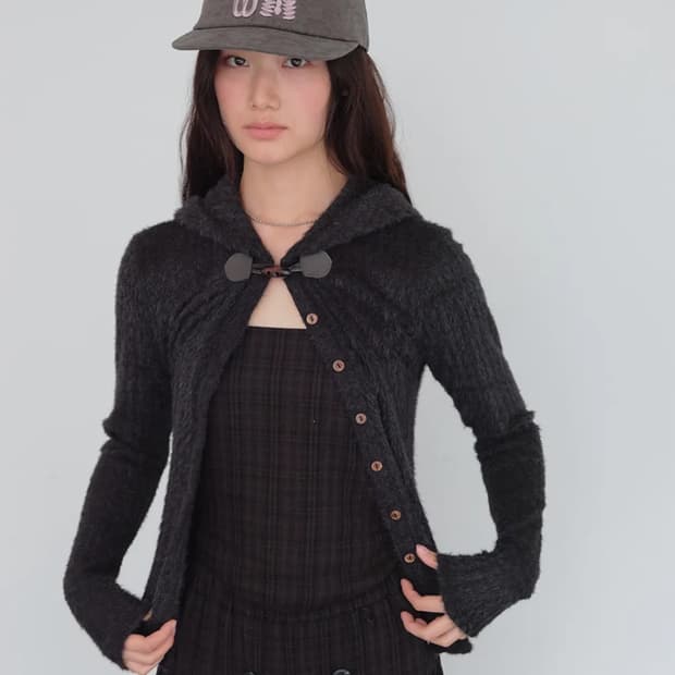 무음 토글 후드 가디건 Toggle Hooded Cardigan