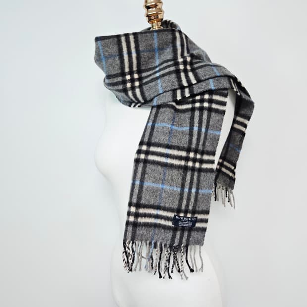 버버리 그레이 노바체크 캐시미어 머플러 목도리
