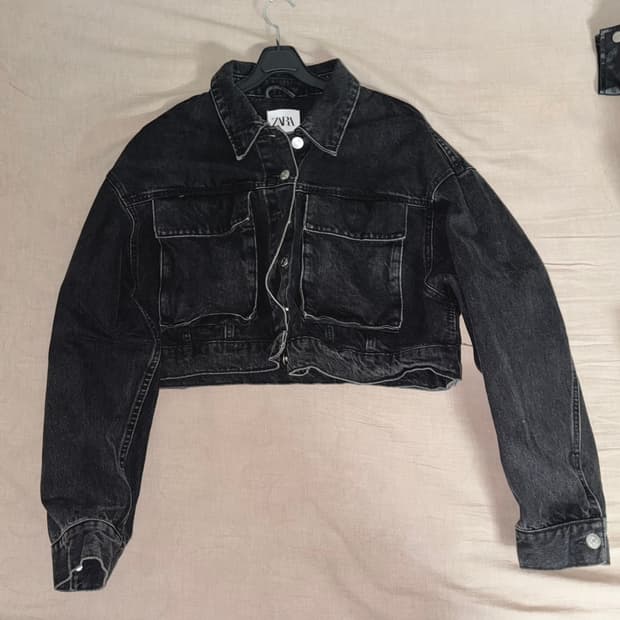 자라 블랙 크롭 청자켓