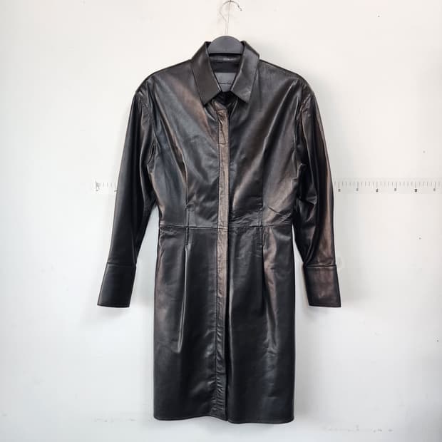 마시모두띠 블랙 가죽 셔츠 원피스