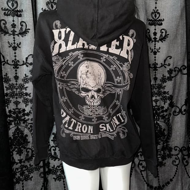 Punk napping oversized-fit hooded zip-up