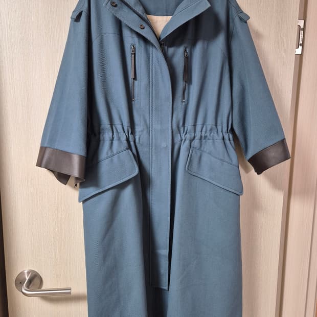 (21년) KUHO 구호 양가죽 배색 후드자켓 롱코트 후드자켓 55