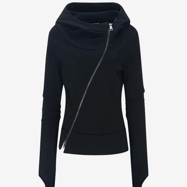 플리즈노팔로우 에디 언발 하이넥 후드집업