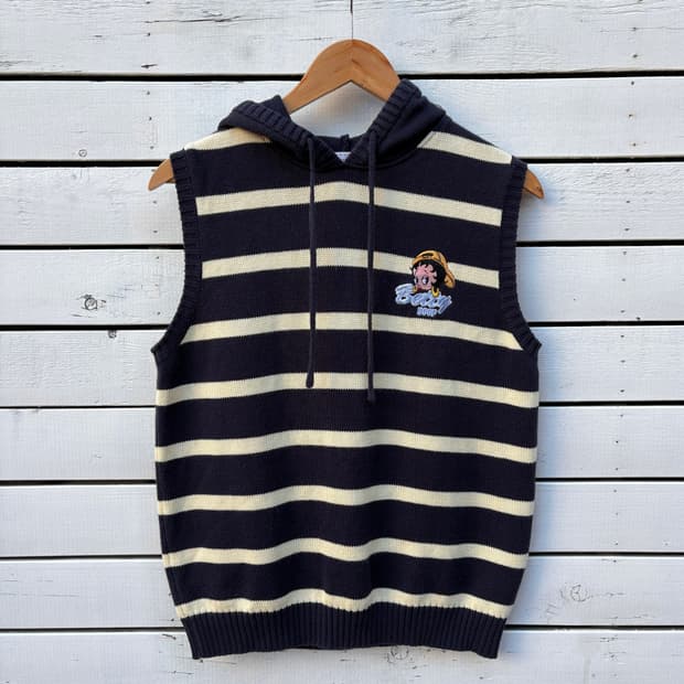 Betty boop 빈티지 베티붑 후드 니트 조끼