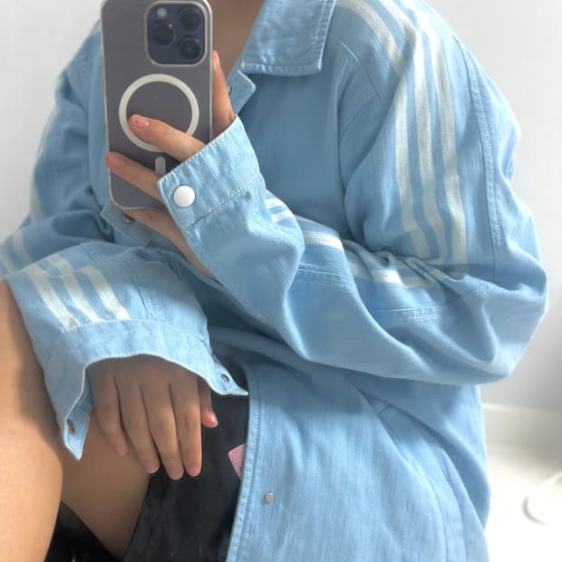 아디다스 블루 져지 자켓 아우터 
