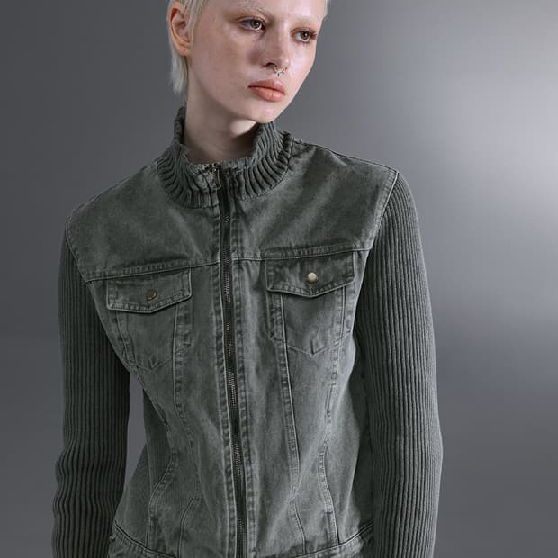 블랙업 틴거 니트 자켓(카키/s)