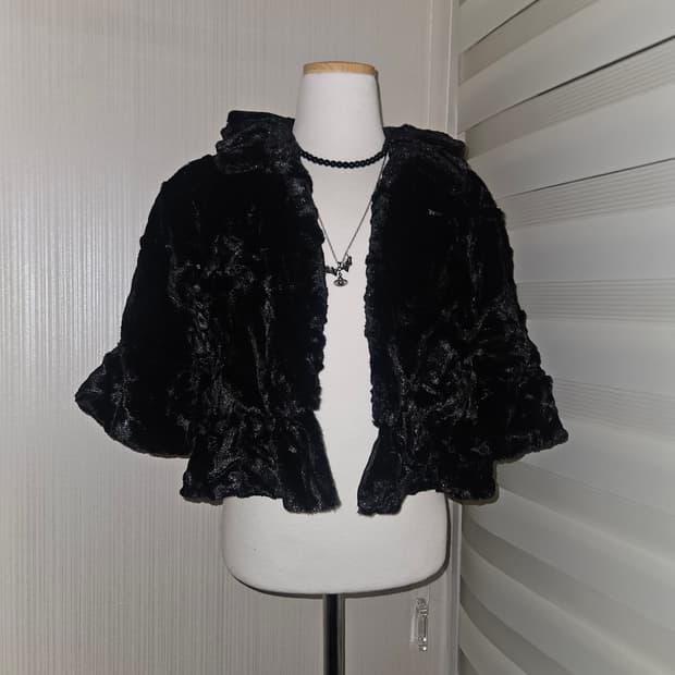 빈티지 공겜여주 블랙 퍼자켓