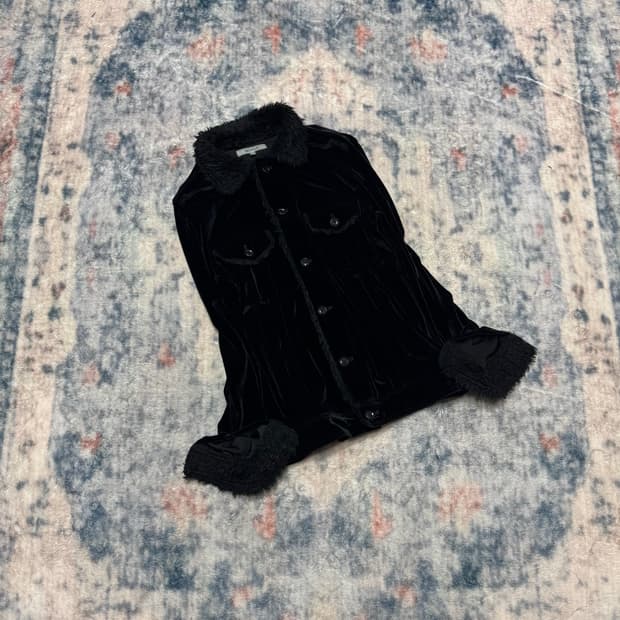 Abahouse fur trimming velour shirts