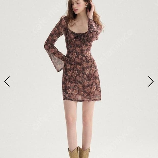 신스덴 레드브라운 라운드 미니원피스