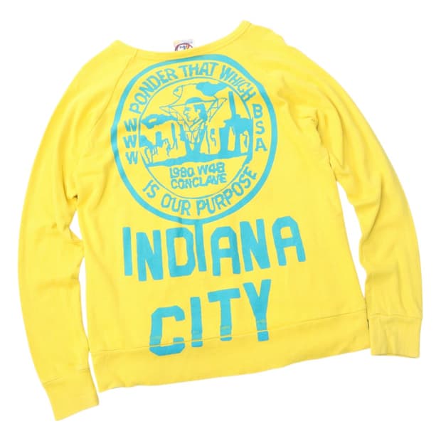 45rpm 빈티지 옐로우 아카이브 패치 & 그래픽 래글런 스웻셔츠