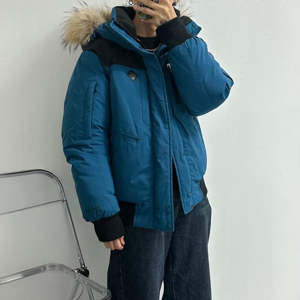 코오롱 윈드스토퍼 퍼 구스다운 패딩 보머자켓