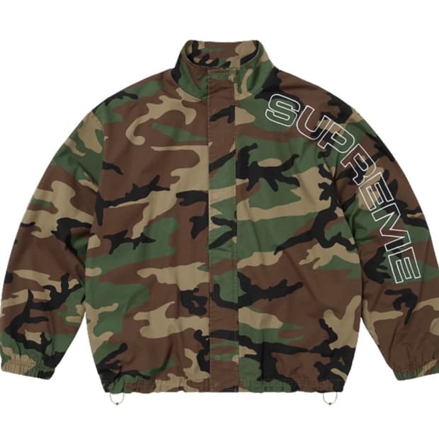 L) 슈프림 스펠아웃 자수 립스탑 트랙 자켓 바람막이 카모 - 25FW